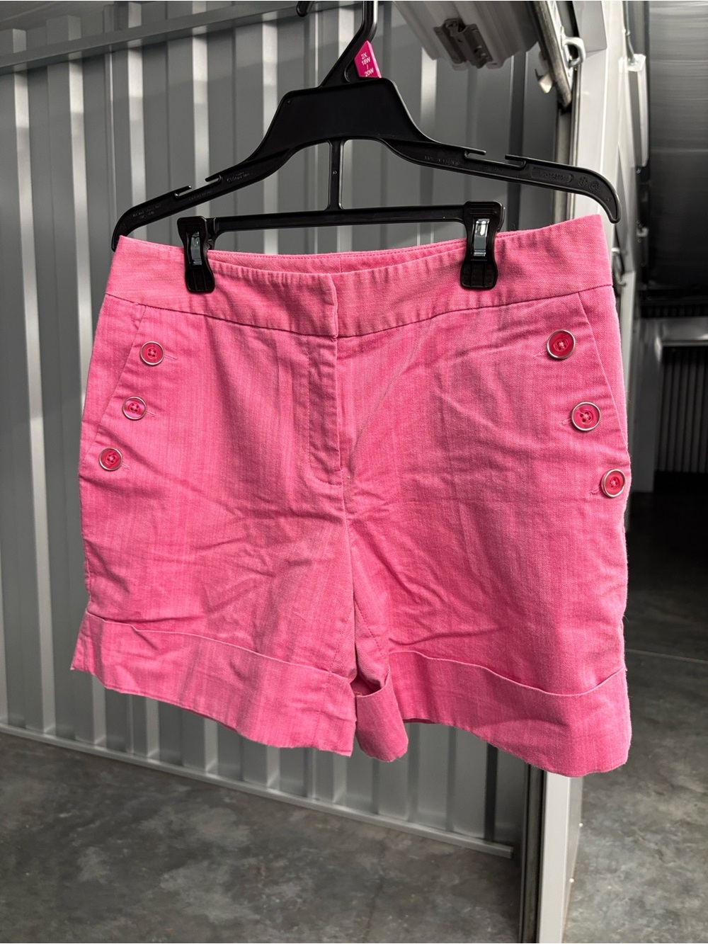 Rafaella Hot Pink Button-Accent Cuffed Bermuda Walking ShortsCotton Polyester 4